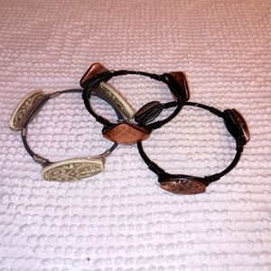 Set of Three  Wire Wrapped Metal Bracelets